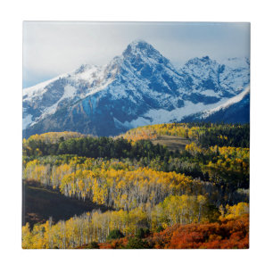 Snowy Mountain & Trees Ceramic Tile
