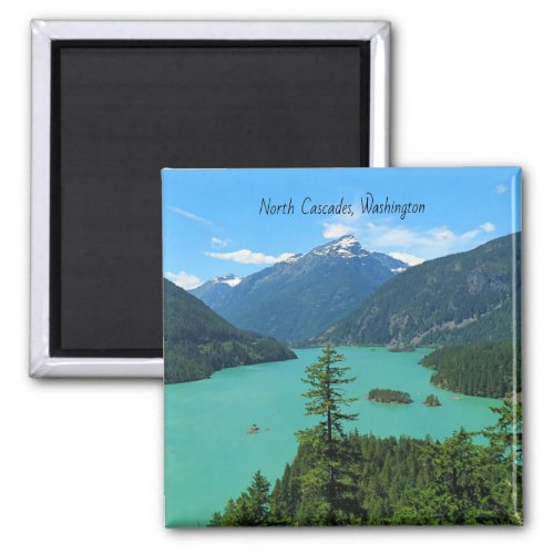 Snowy Mountain Turquoise Lake in Washington Magnet