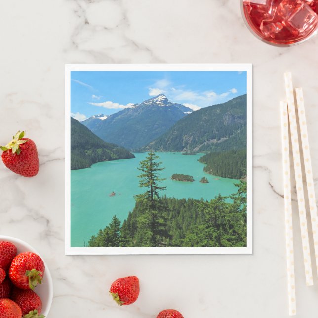 Snowy Mountain Turquoise Lake in Washington Napkins (Insitu)