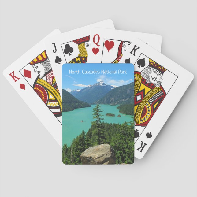 Snowy Mountain Turquoise Lake in Washington Poker Cards (Back)