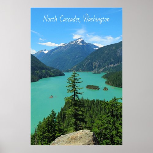 Snowy Mountain Turquoise Lake in Washington Poster