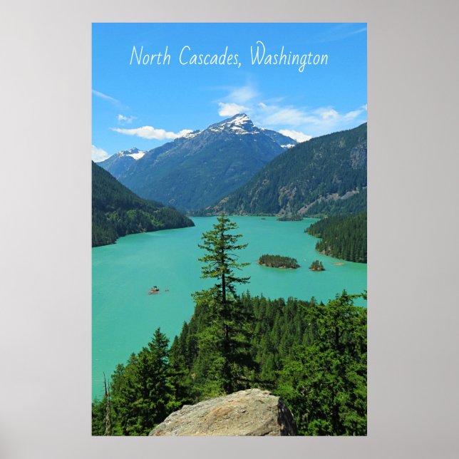 Snowy Mountain Turquoise Lake in Washington Poster (Front)