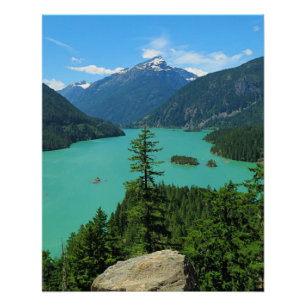 Snowy Mountain Turquoise Lake in Washington Poster