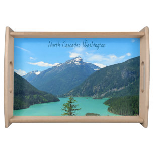 Snowy Mountain Turquoise Lake in Washington Serving Tray