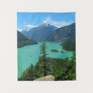 Snowy Mountain Turquoise Lake in Washington Tapestry