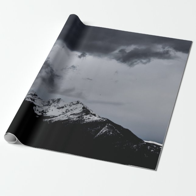 SNOWY MOUNTAIN UNDER DRAMATIC CLOUDS WRAPPING PAPER (Unrolled)