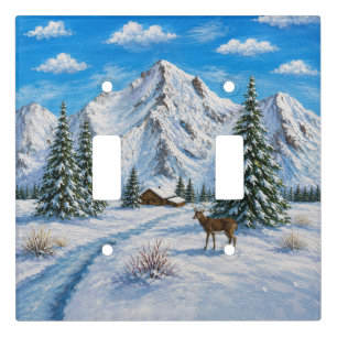 Snowy Mountain Valley Double Light Switch Cover