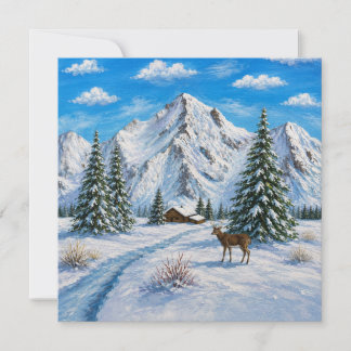 Snowy Mountain Valley Flat card