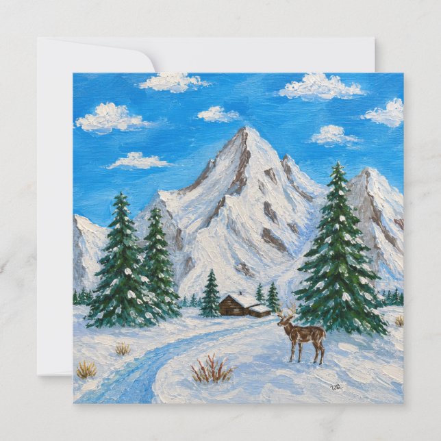Snowy Mountain Valley Flat Card (Front)