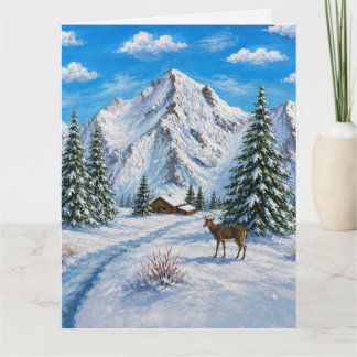 Snowy Mountain Valley Folded Greeting Card