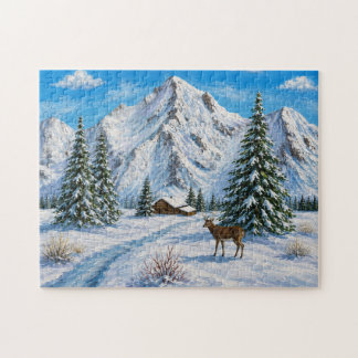 Snowy Mountain Valley Jigsaw Puzzle