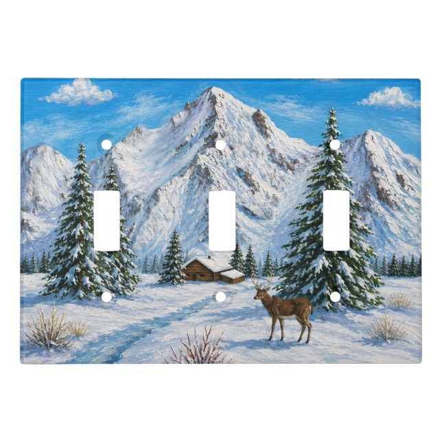 Snowy Mountain Valley Light Switch Cover (Front)
