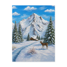 Snowy Mountain Valley Postcard