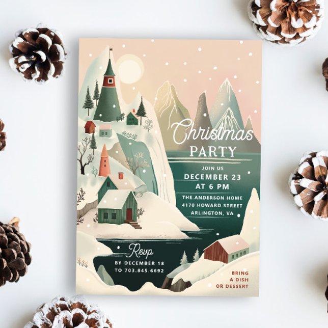 Snowy Mountain Village Holiday | Christmas Party Invitation (Creator Uploaded)