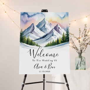 Snowy Mountain Wedding Welcome Sign