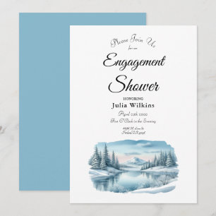 Snowy Mountain Winter Lake Engagement Shower Invitation