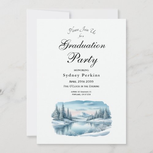 Snowy Mountain Winter Lake Graduation Party
