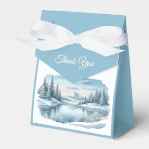 Snowy Mountain Winter Lake Wedding  Favor Boxes