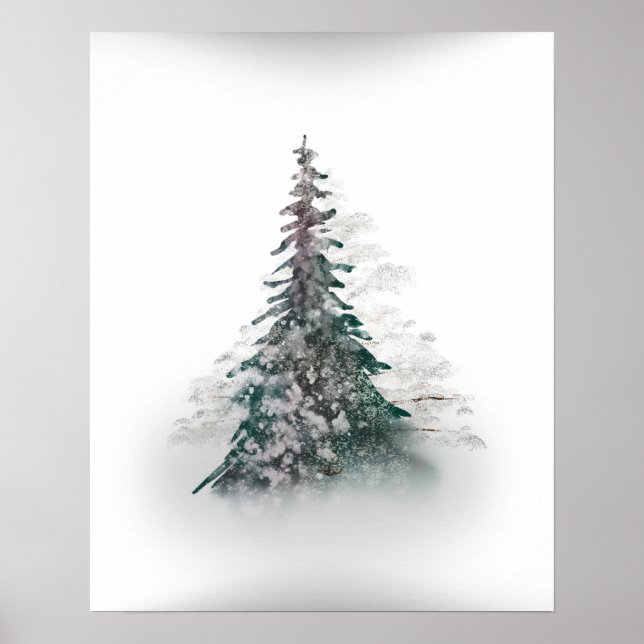  Snowy Mountain with Solitary Tree  Poster (Front)