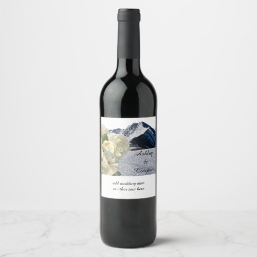 Snowy Mountains and Flowers Wine Label