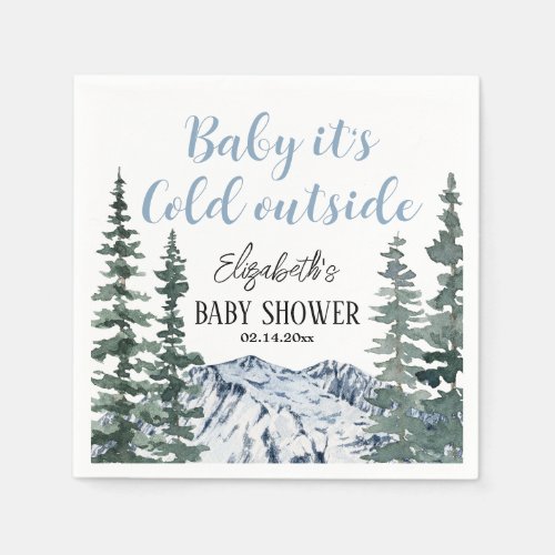 Snowy Mountains Baby Its Cold Outside Napkins