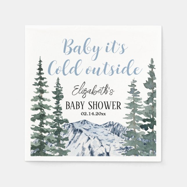 Snowy Mountains Baby It's Cold Outside Napkins (Front)