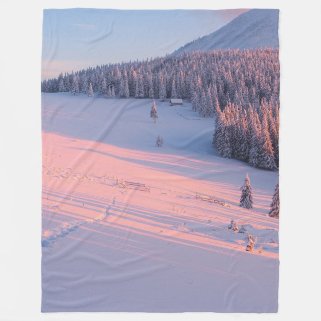 Snowy Mountains Fleece Blanket (Front)
