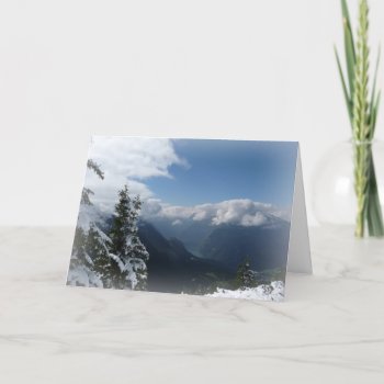 Snowy Mountains Holiday Card by mail_me at Zazzle