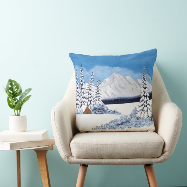 Snowy Mountains Large Throw Pillow (Chair)