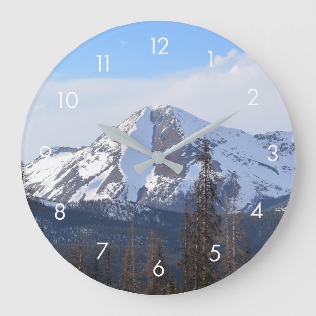 Snowy Mountains Photography Home Decor Clock (Front)