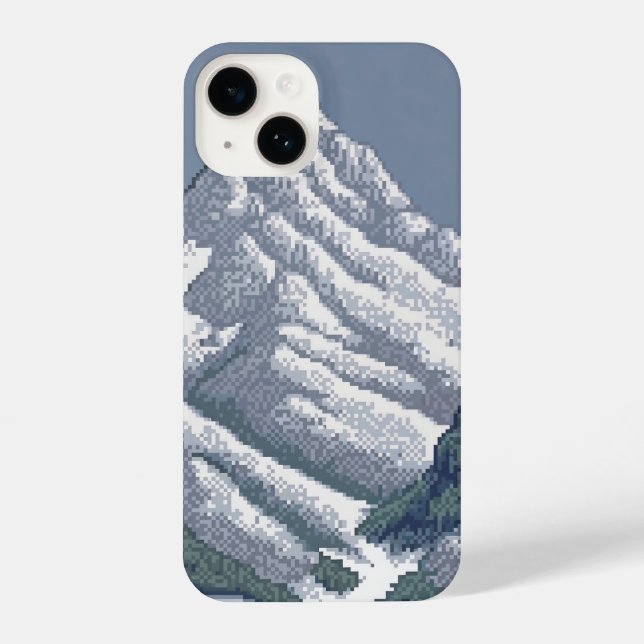 snowy mountains pixelated  iPhone case (Back)