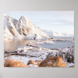 Snowy mountains rustic house downloadable poster