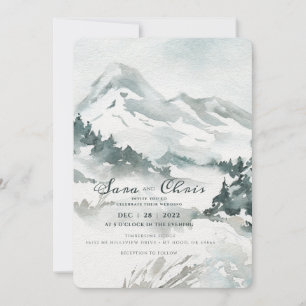 Snowy Moutain Watercolor Invitation