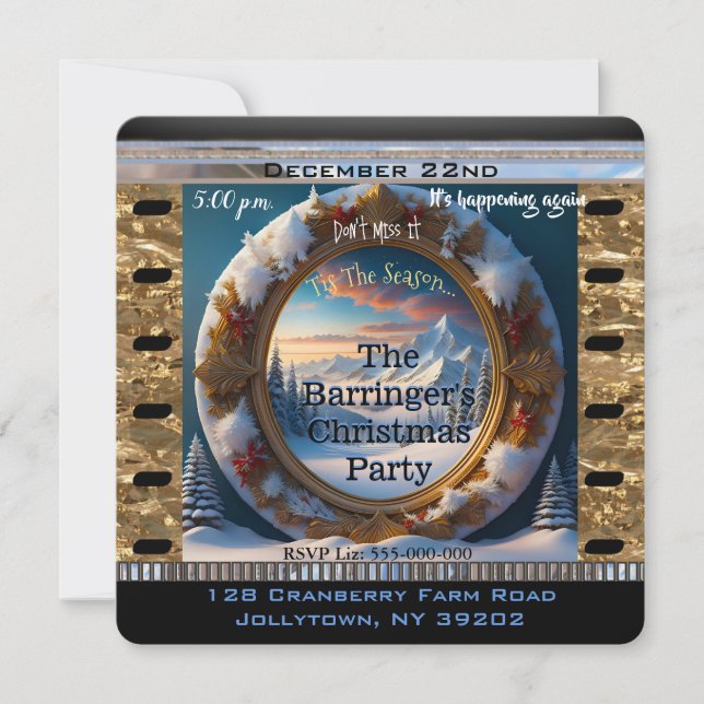 Snowy Mt. Peaceful Annual Christmas Party Invitation (Front)