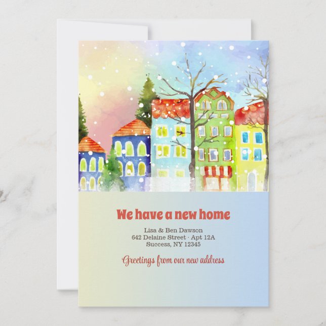 Snowy Neighborhood Moving Announcement (Front)