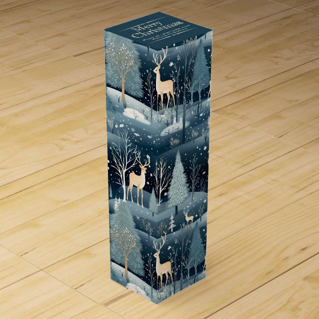 Snowy Night Deer Field Wine Box (Front)