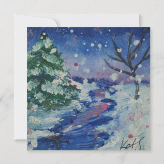 Snowy Night  Holiday Card