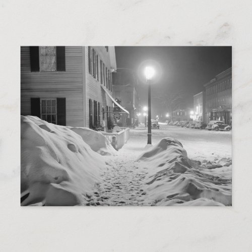 Snowy Night in Vermont 1940 Postcard
