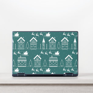 Snowy Nordic Christmas Village HP Laptop Skin