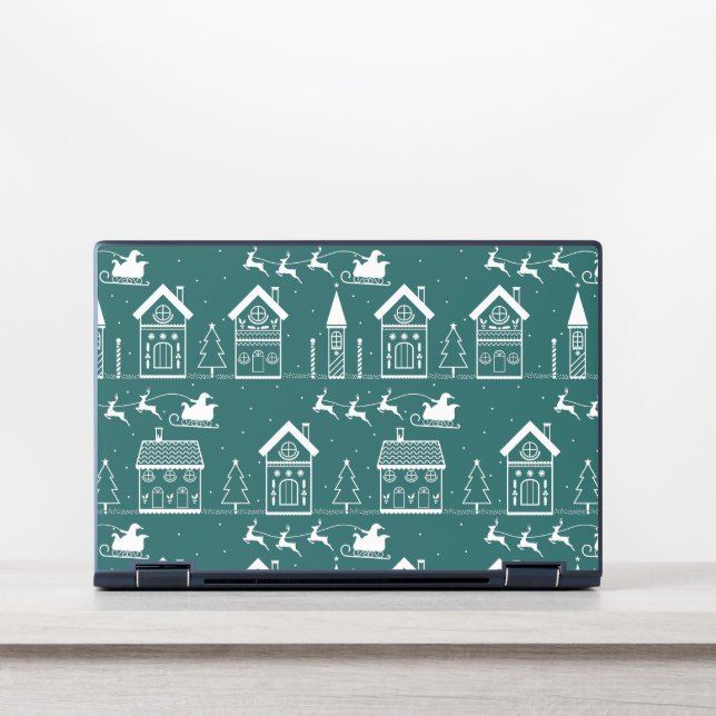 Snowy Nordic Christmas Village HP Laptop Skin (Front)