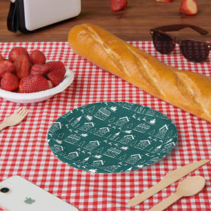 Snowy Nordic Christmas Village Paper Plates