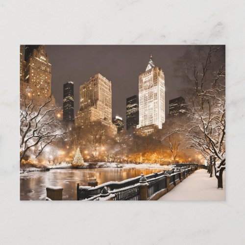 Snowy NYC New York City Christmas Postcard