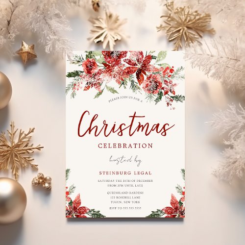 Snowy Office Corporate Christmas Party Celebration Invitation