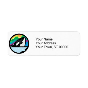 snowy orca circle design label