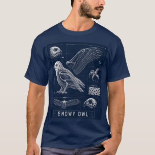 Snowy Owl Anatomy Blueprint T-Shirt