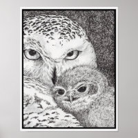 Snowy Owl and Baby Owl