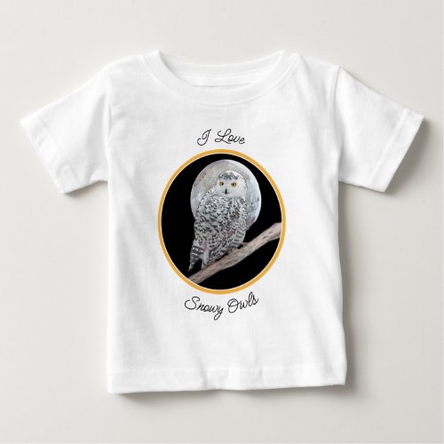 Snowy Owl and Moon Painting _ Original Bird Art Baby T_Shirt
