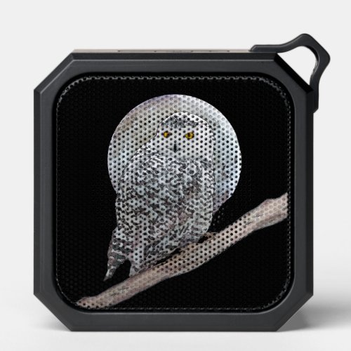 Snowy Owl and Moon Painting _ Original Bird Art Bluetooth Speaker