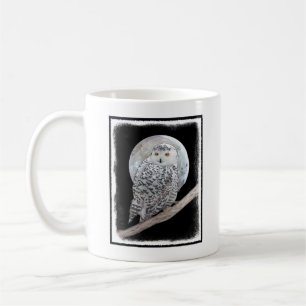 Snowy Owl and Moon Painting - Original Bird Art Coffee Mug