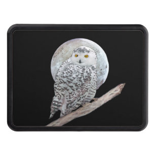 Snowy Owl and Moon Painting - Original Bird Art Hitch Cover